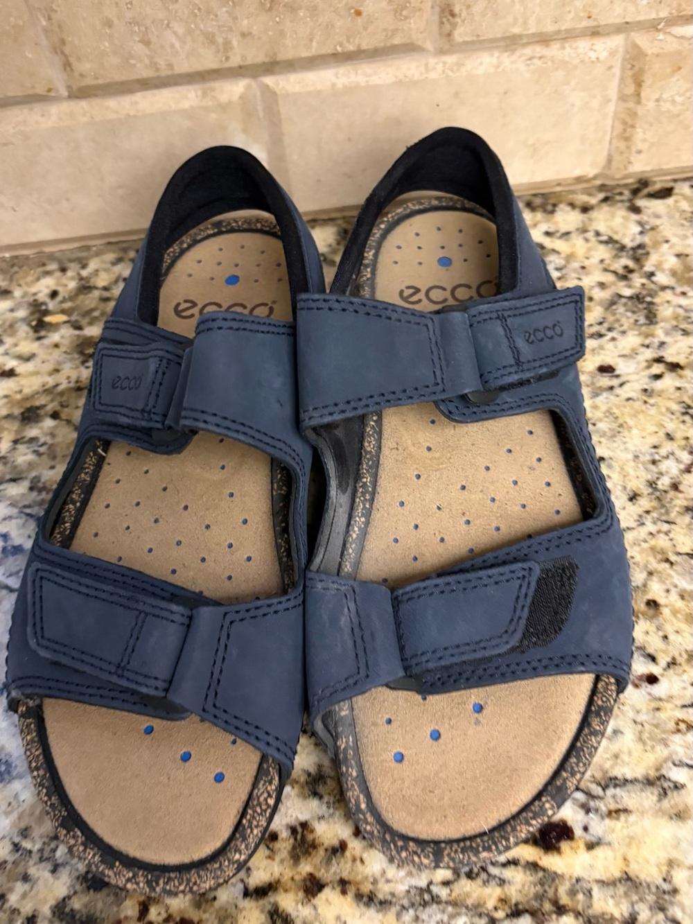Ecco Navy Blue Open-Toe Hook-and-Loop Sandals